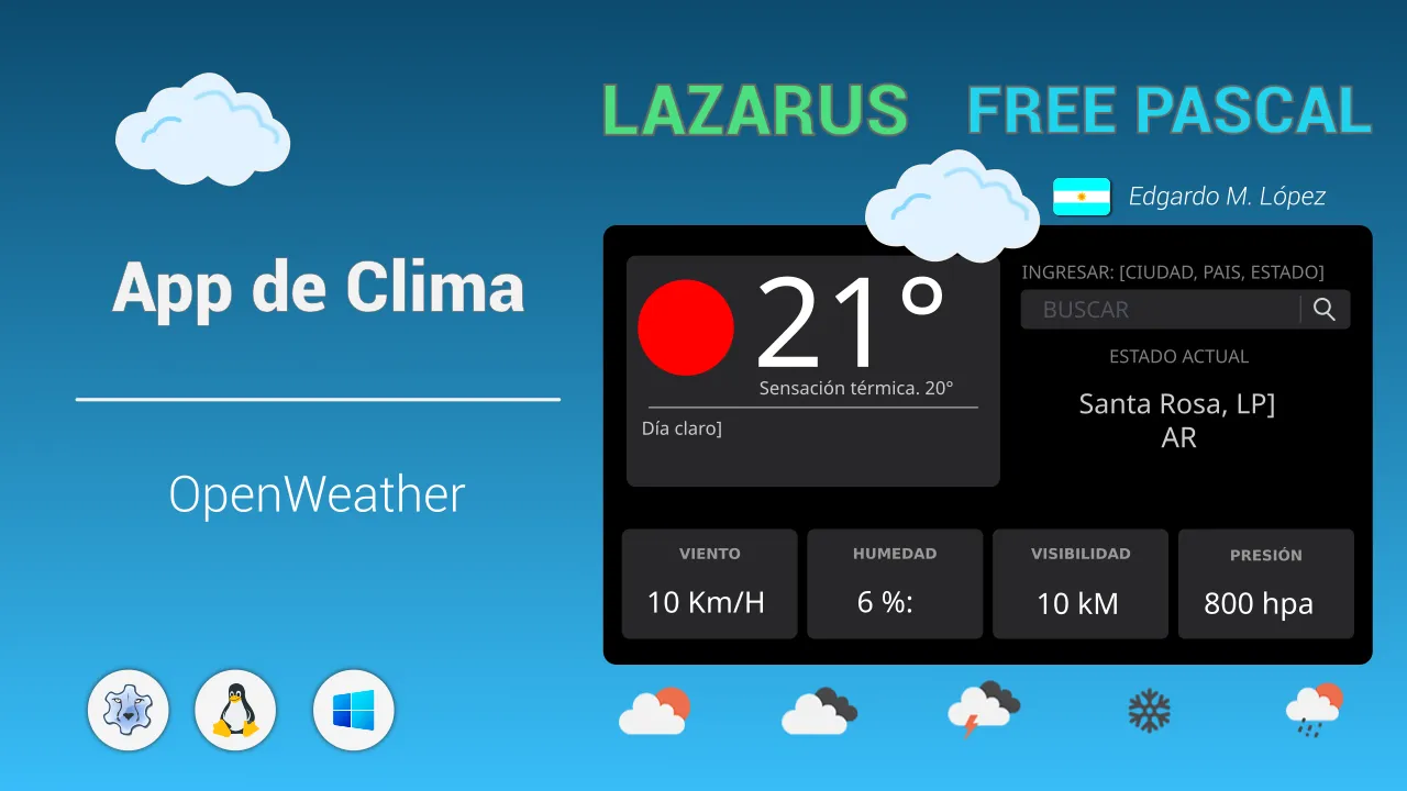 App de Clima con Free Pascal con Open Weather